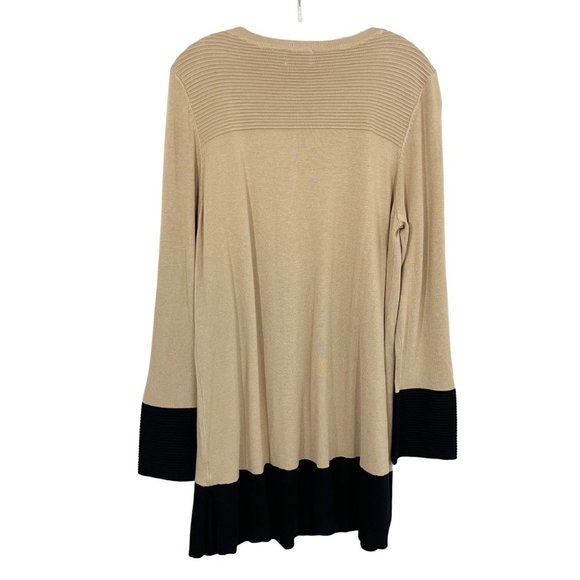 Joseph A NEW Tan Black Color Block Pullover Sweater Tunic Zipper Accent Size 1X - Picture 2 of 7